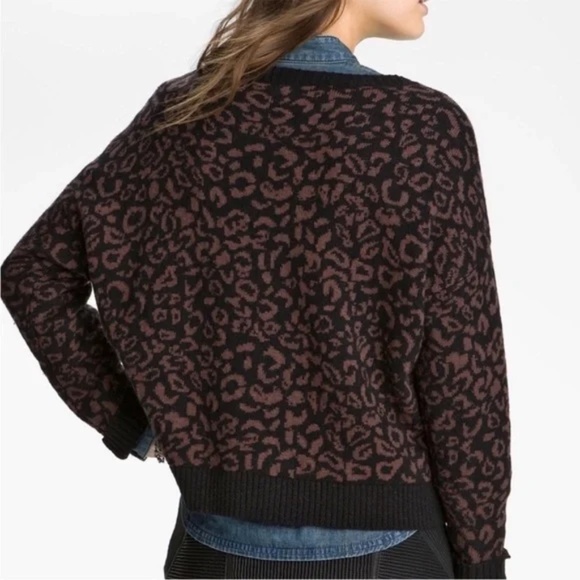 Free People Leopard Print Sweater Alpaca Wool Blend Oversized Size Small - Picture 6 of 13